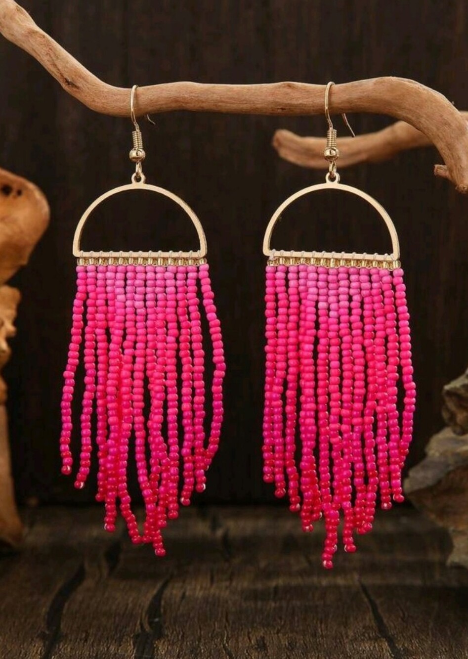 Ombre Pink Beaded Earrings